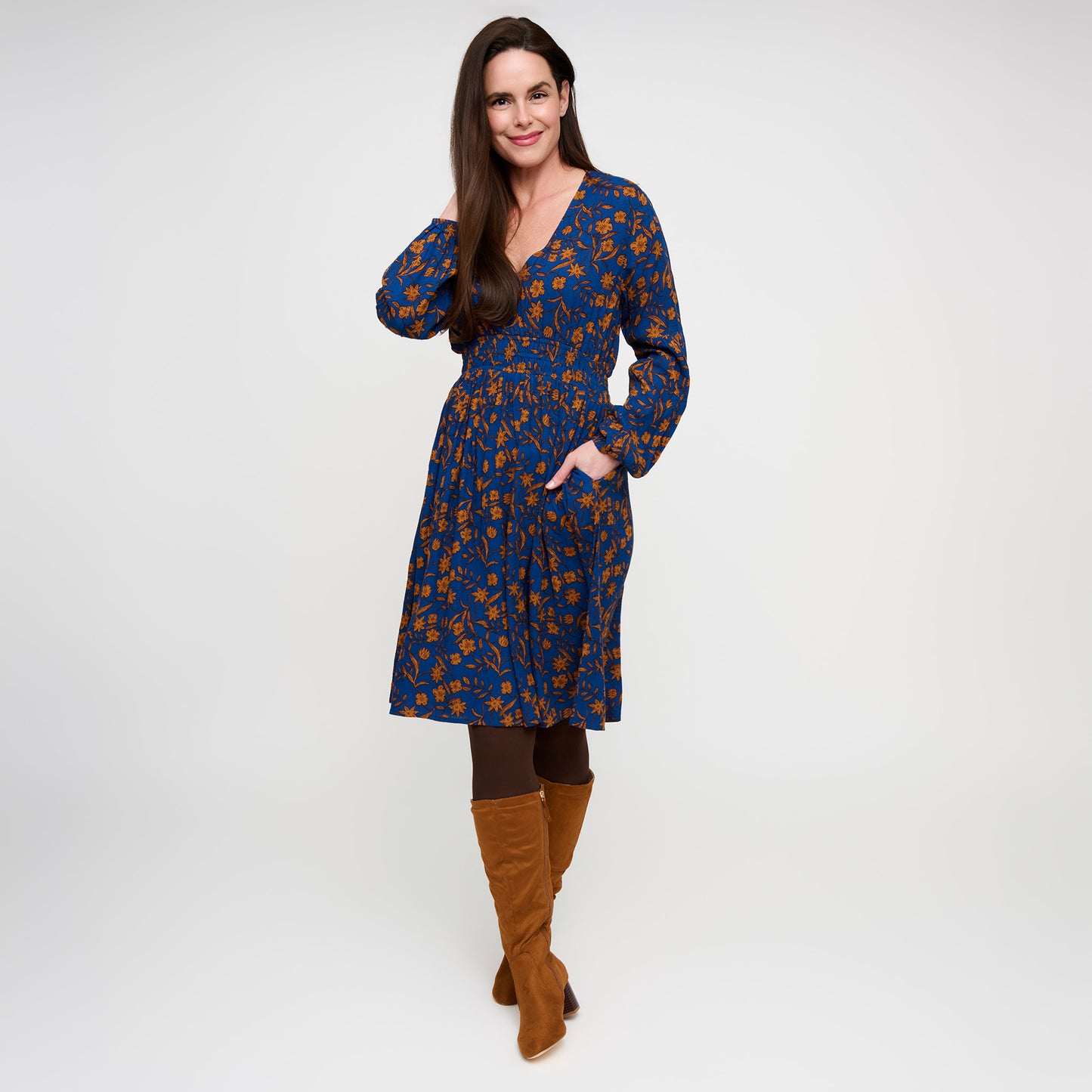 Leana Ruched Empire Waist Midi Dress
