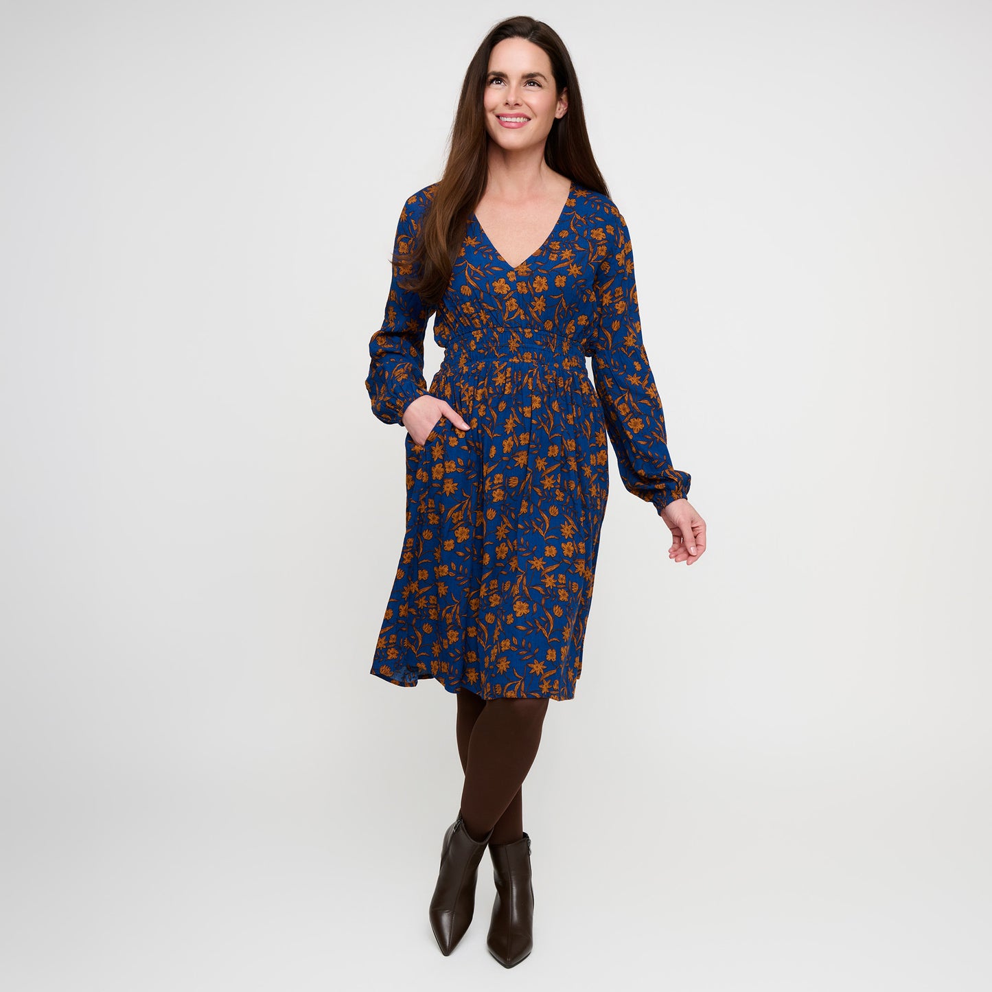 Leana Ruched Empire Waist Midi Dress