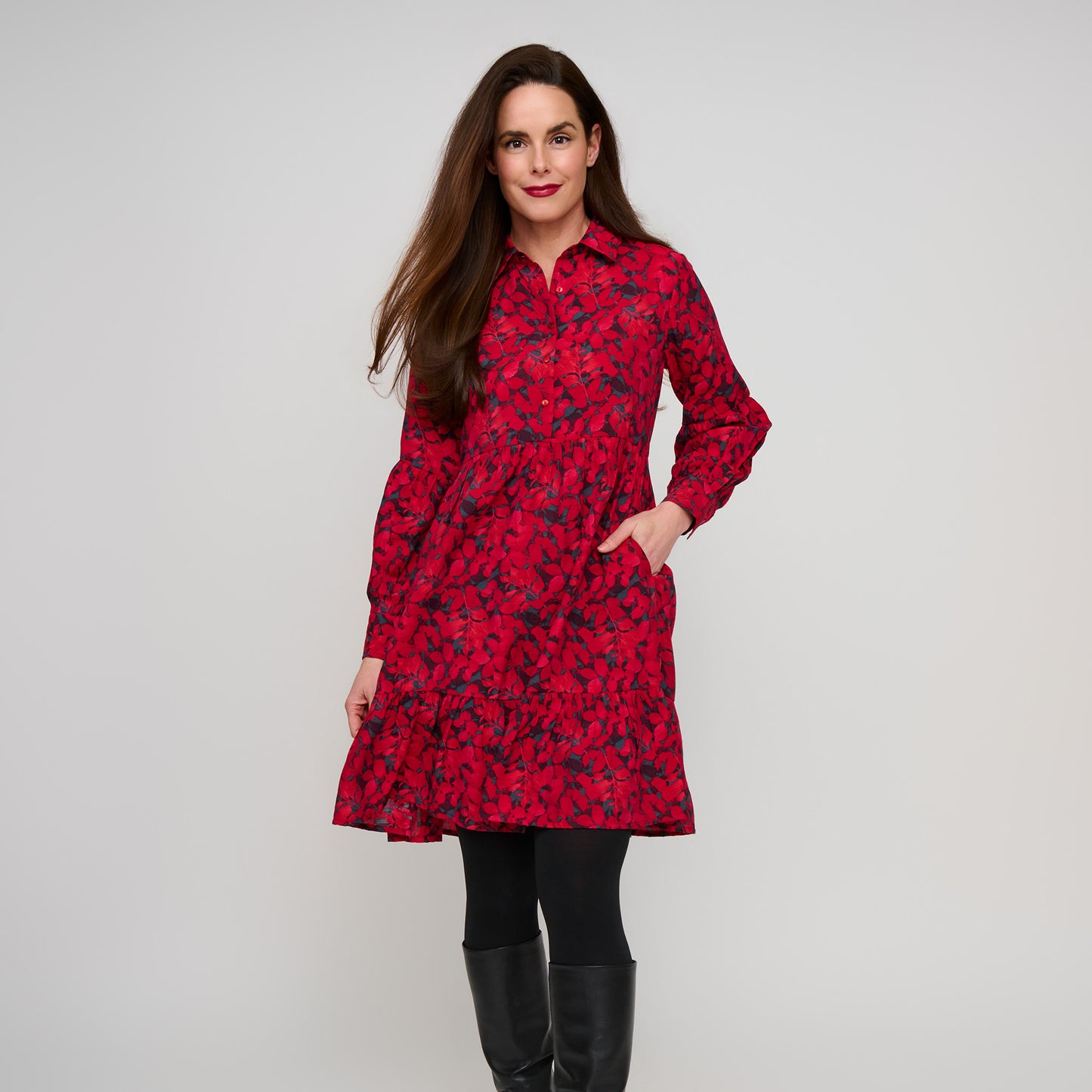 Adair Button Up Tiered Dress