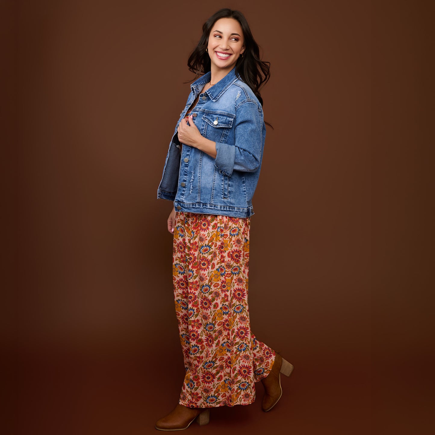 Sadi Distressed Button Up Denim Jacket