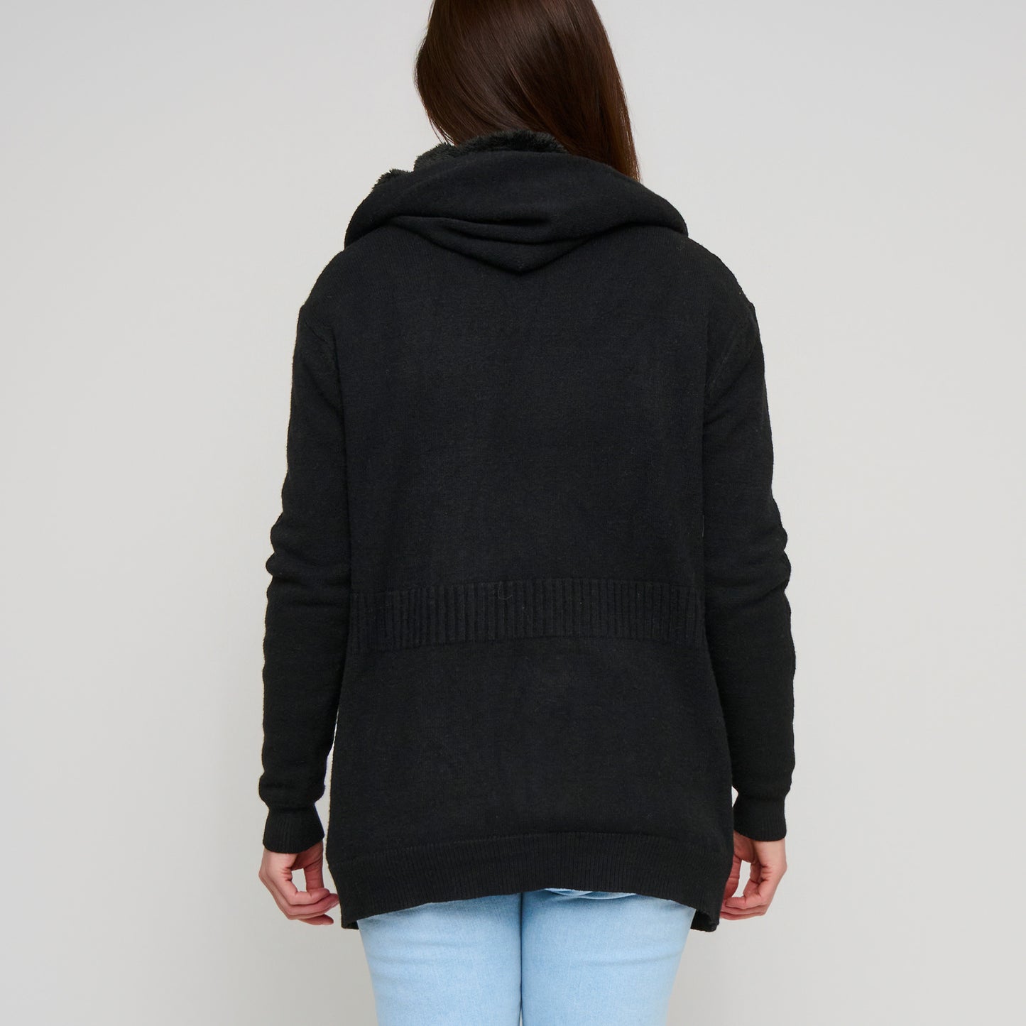 Chloe Cable Knit Zip Up Pom Hoodie