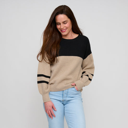 Hayley Color Block Balloon Sleeve Sweater