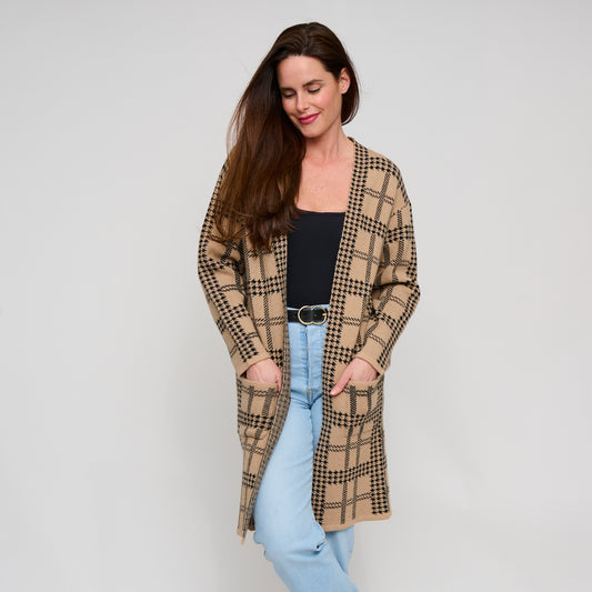 Shaye Houndstooth Plaid Cardigan
