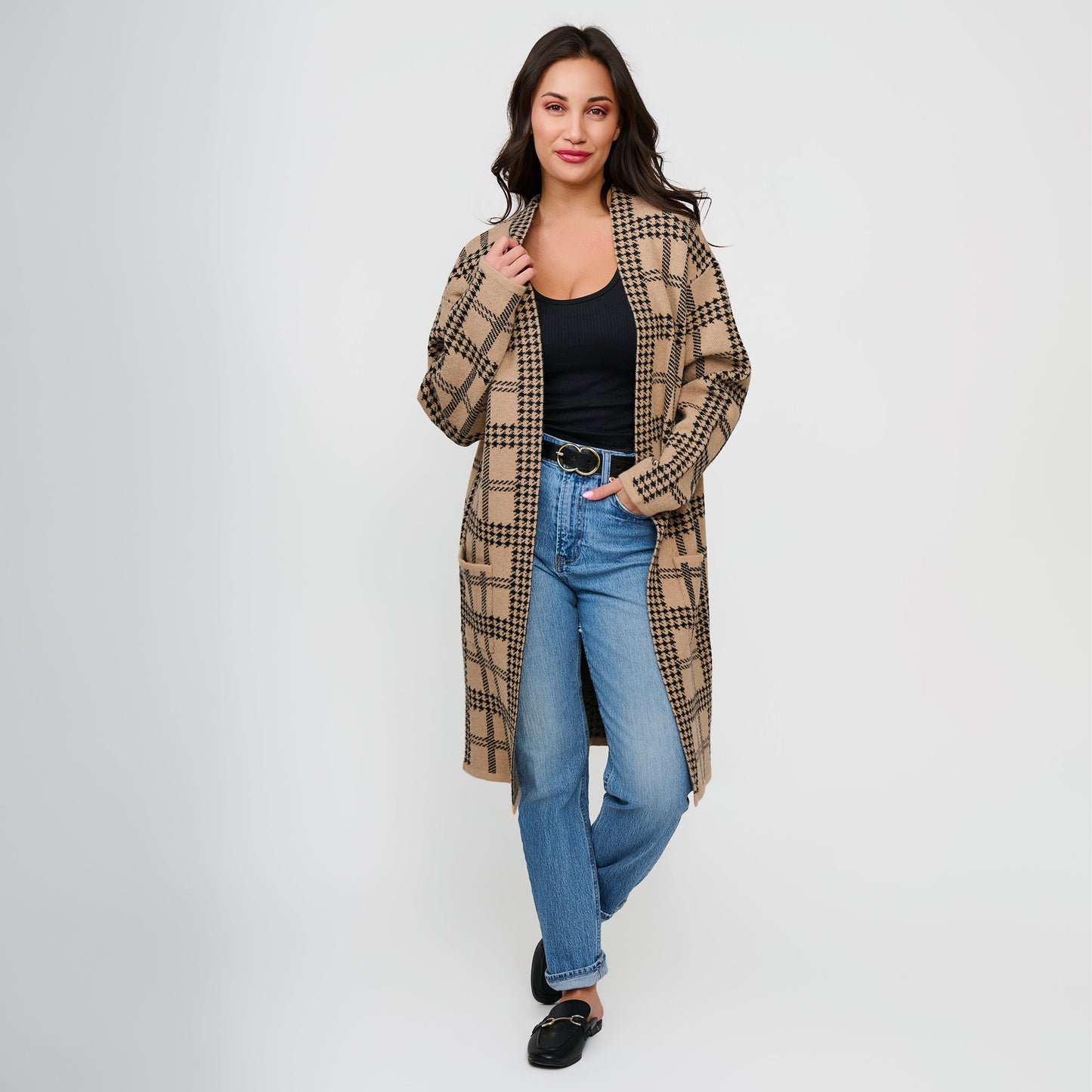 Shaye Houndstooth Plaid Cardigan