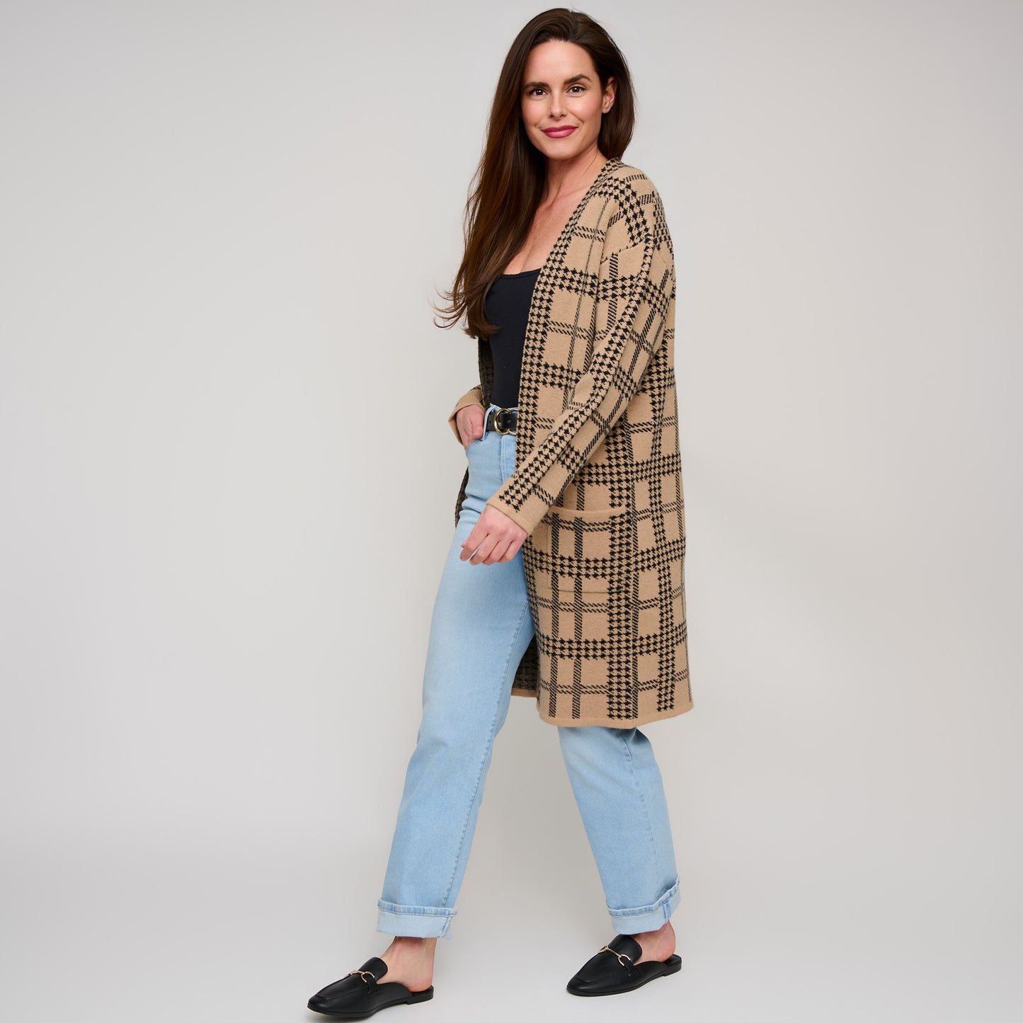 Shaye Houndstooth Plaid Cardigan