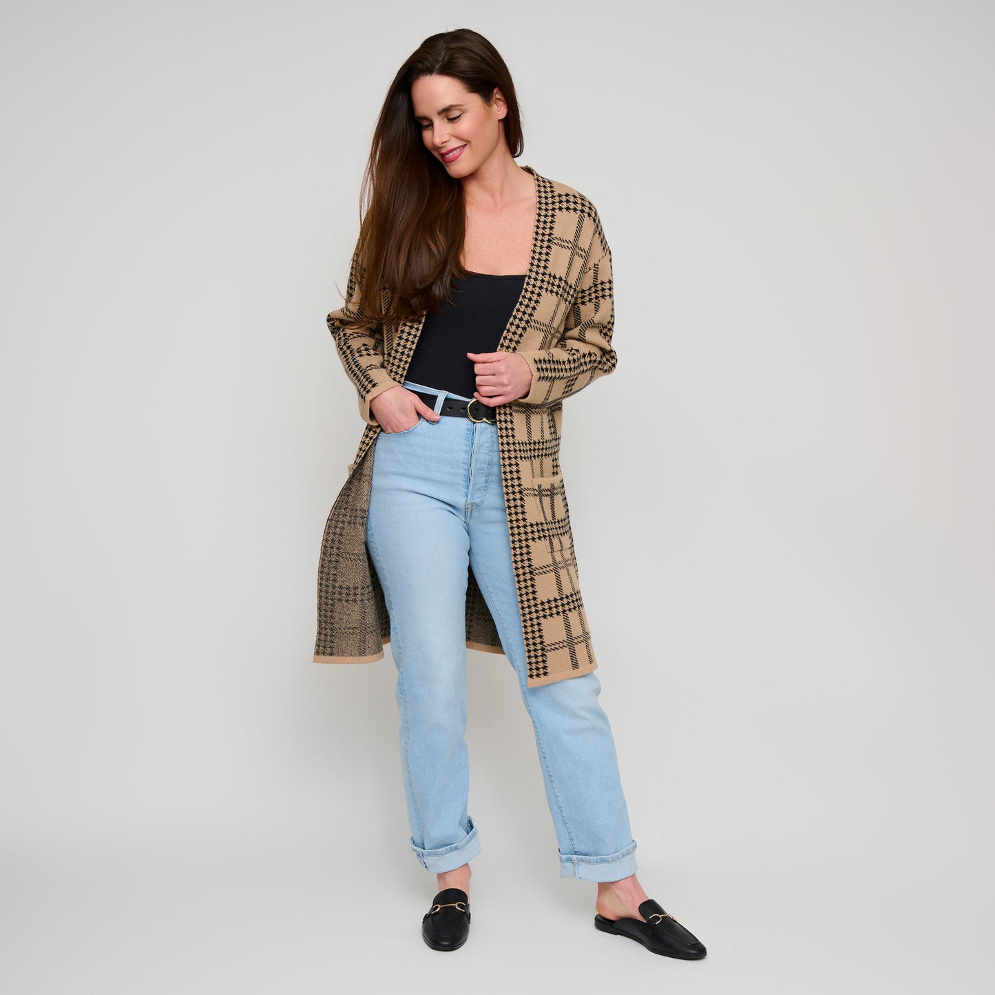 Shaye Houndstooth Plaid Cardigan
