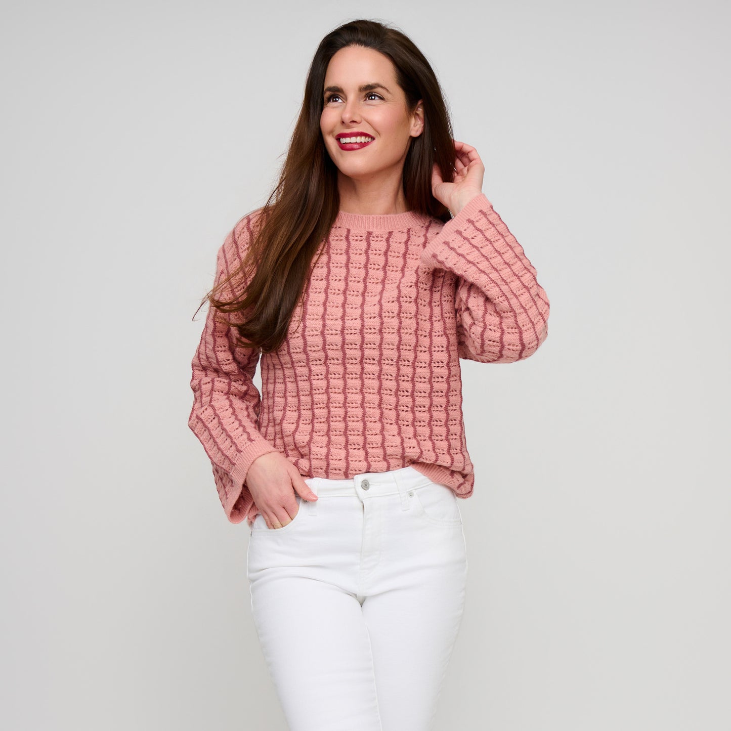 Dani Wide Sleeve Gingham Knit Sweater