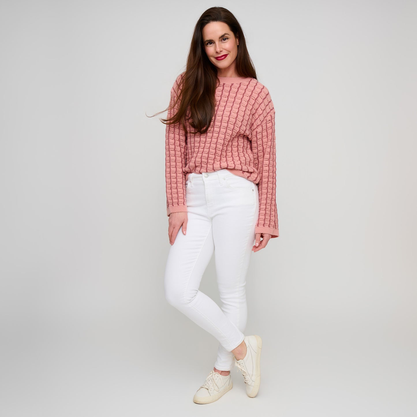 Dani Wide Sleeve Gingham Knit Sweater