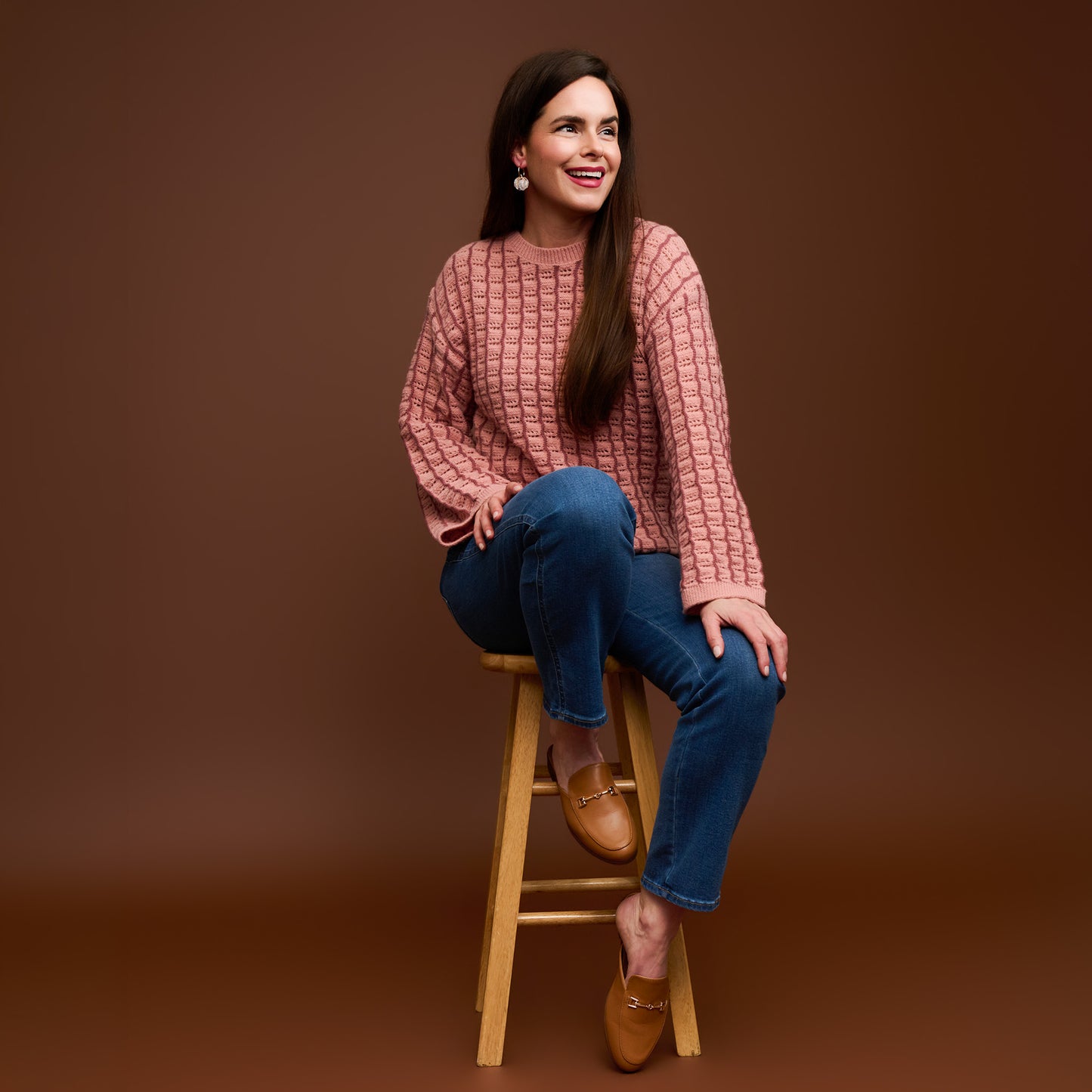 Dani Wide Sleeve Gingham Knit Sweater