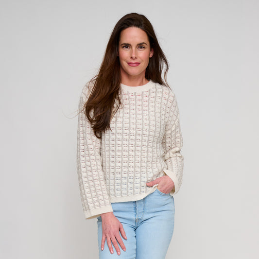 Dani Wide Sleeve Gingham Knit Sweater