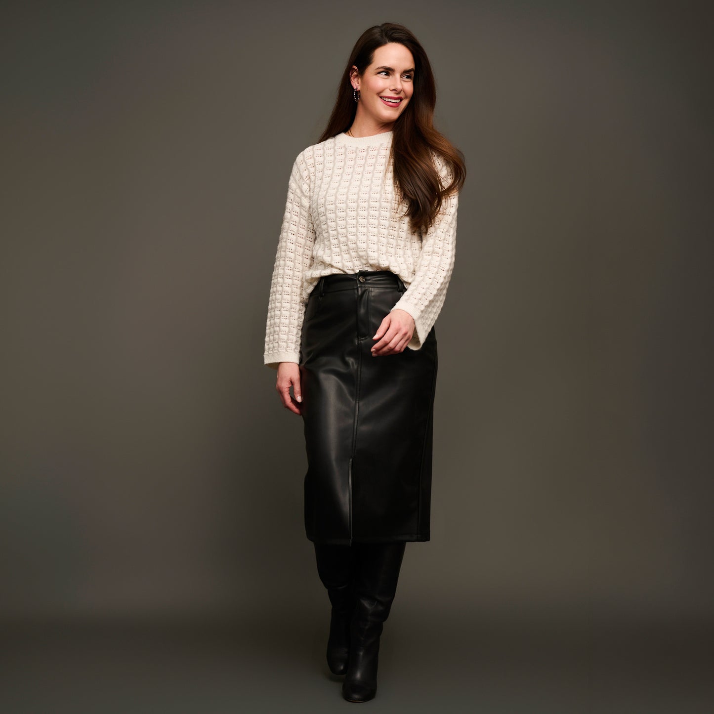 Dani Wide Sleeve Gingham Knit Sweater