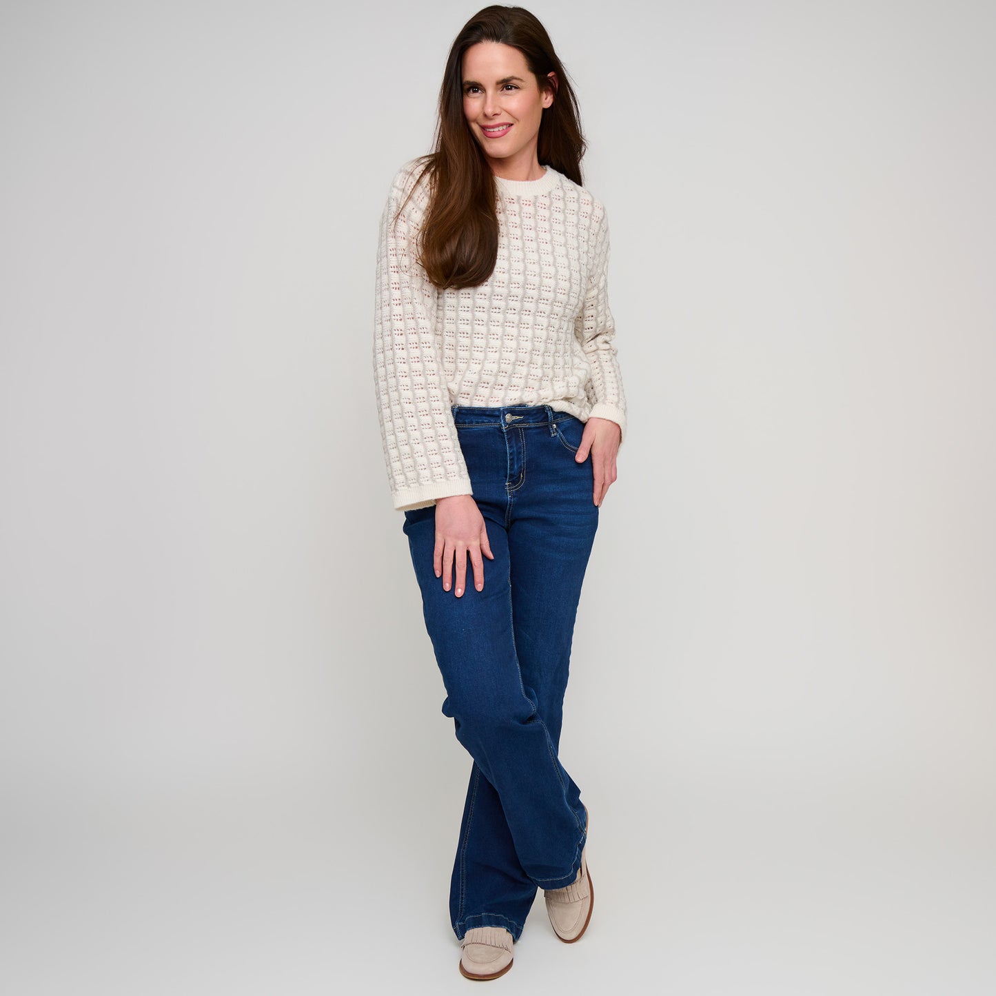 Dani Wide Sleeve Gingham Knit Sweater