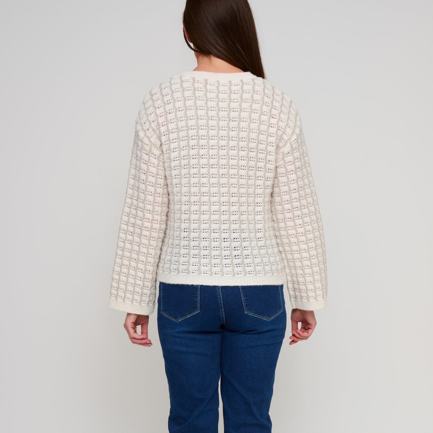 Dani Wide Sleeve Gingham Knit Sweater