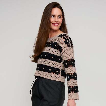 Vera Chenille Crochet Floral Open Knit Sweater