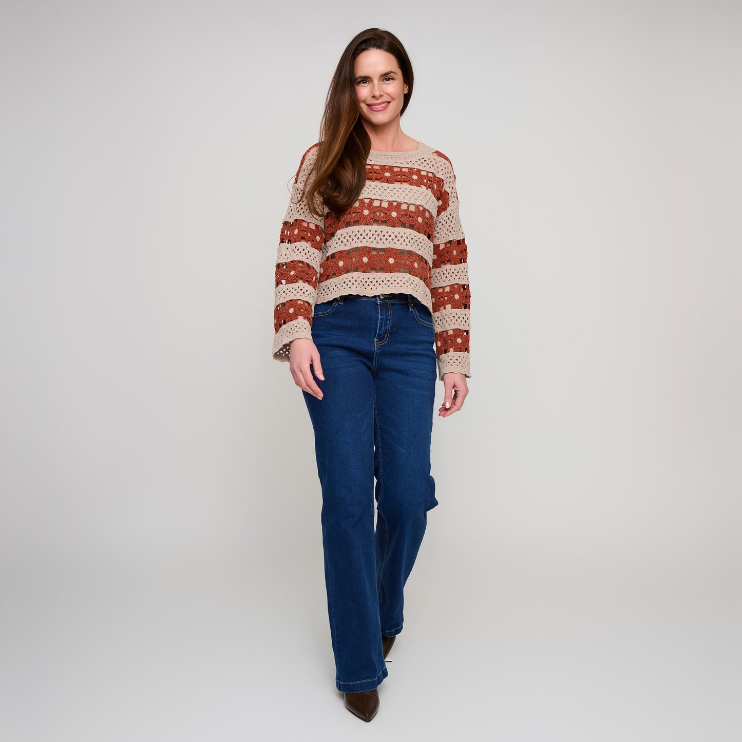 Vera Chenille Crochet Floral Open Knit Sweater