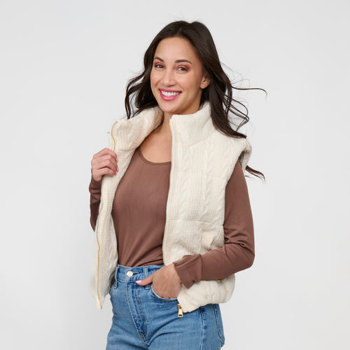 Claire Cable Knit Puffer Vest
