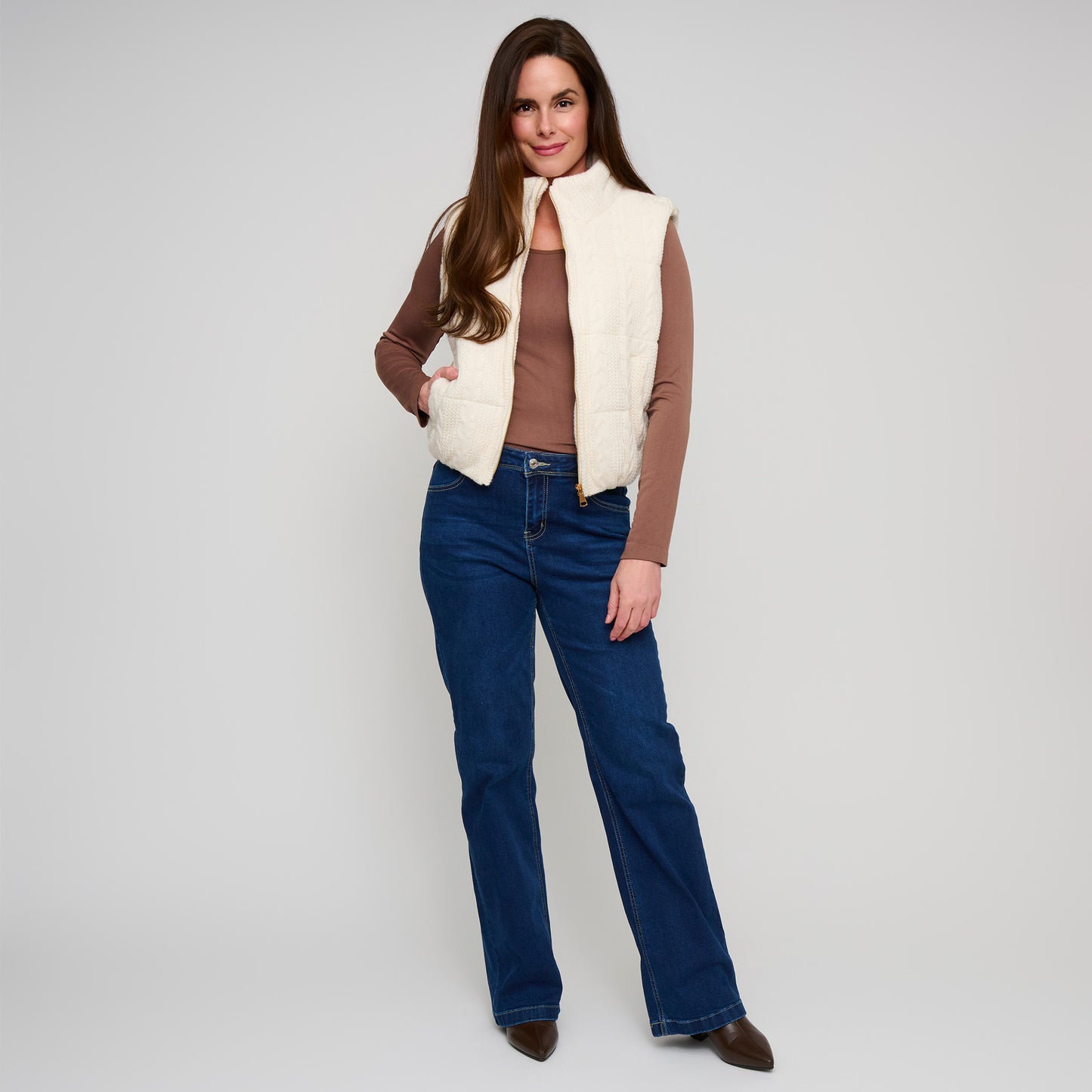 Claire Cable Knit Puffer Vest