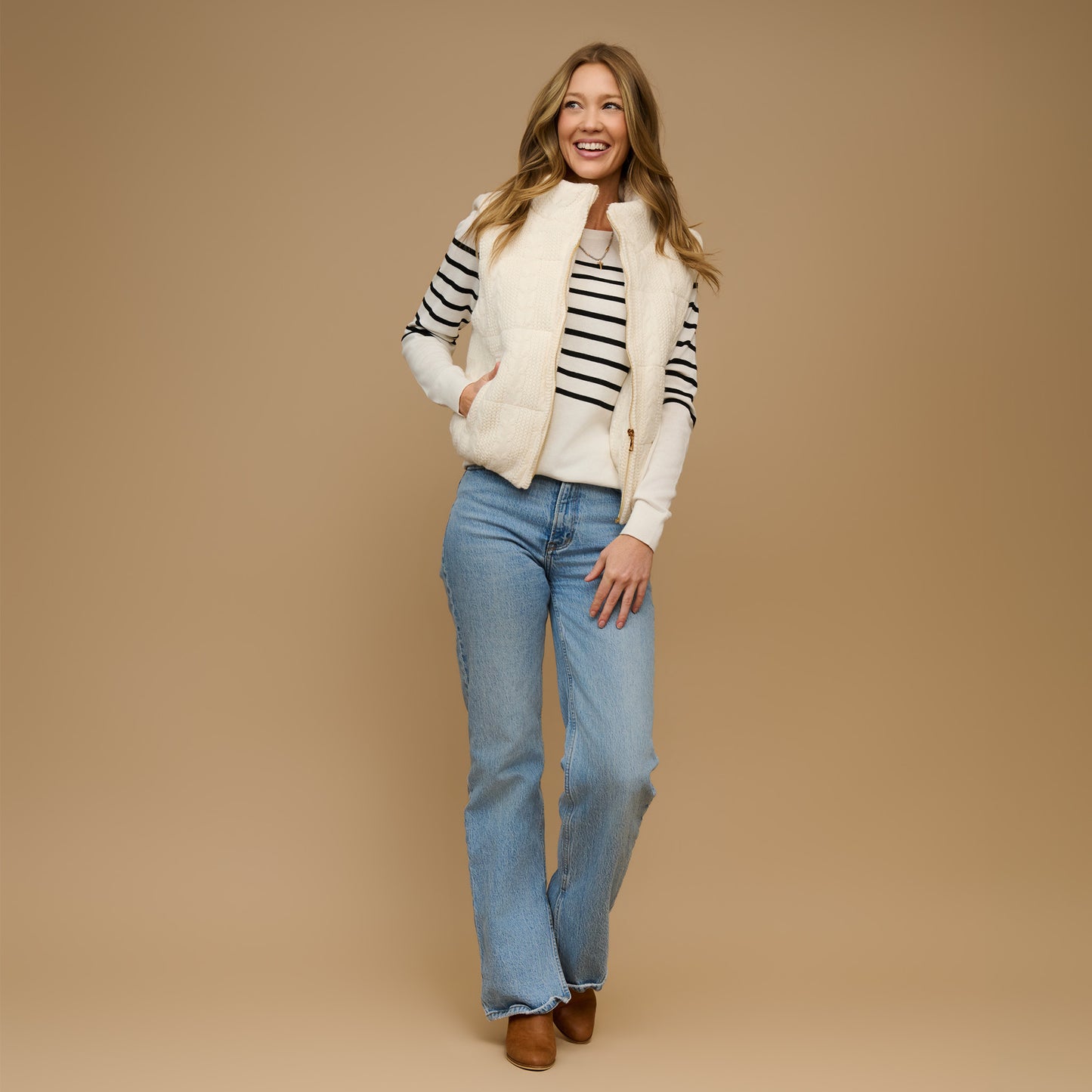 Claire Cable Knit Puffer Vest