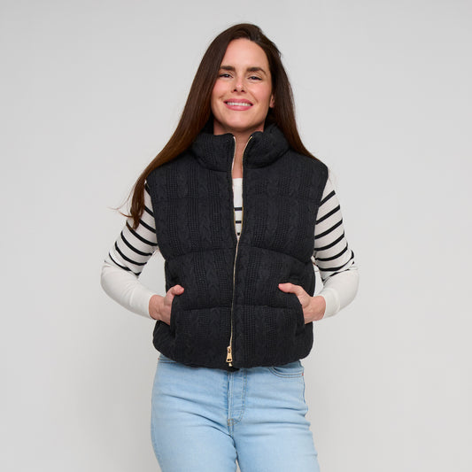 Claire Cable Knit Puffer Vest