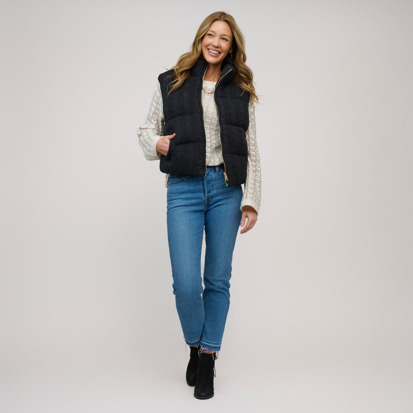 Claire Cable Knit Puffer Vest