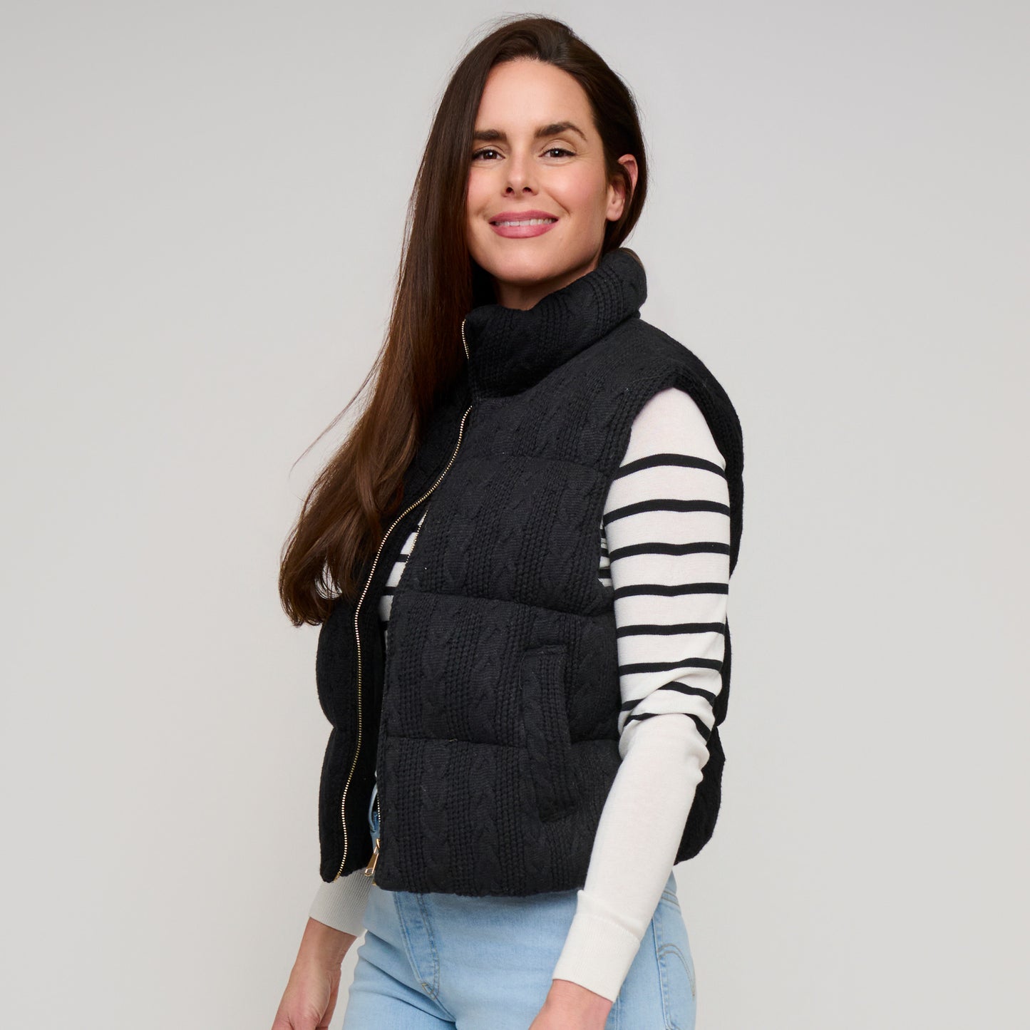 Claire Cable Knit Puffer Vest