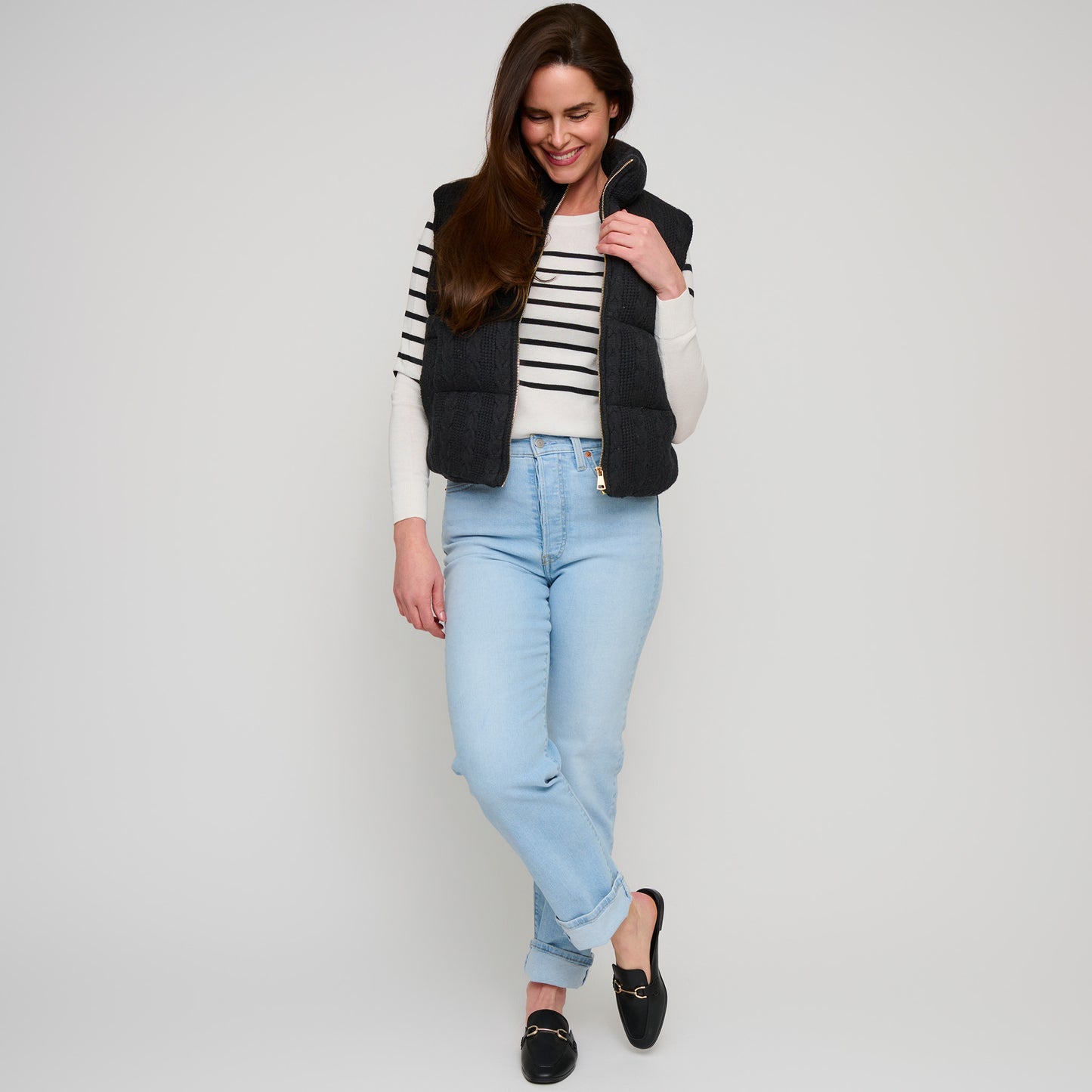 Claire Cable Knit Puffer Vest