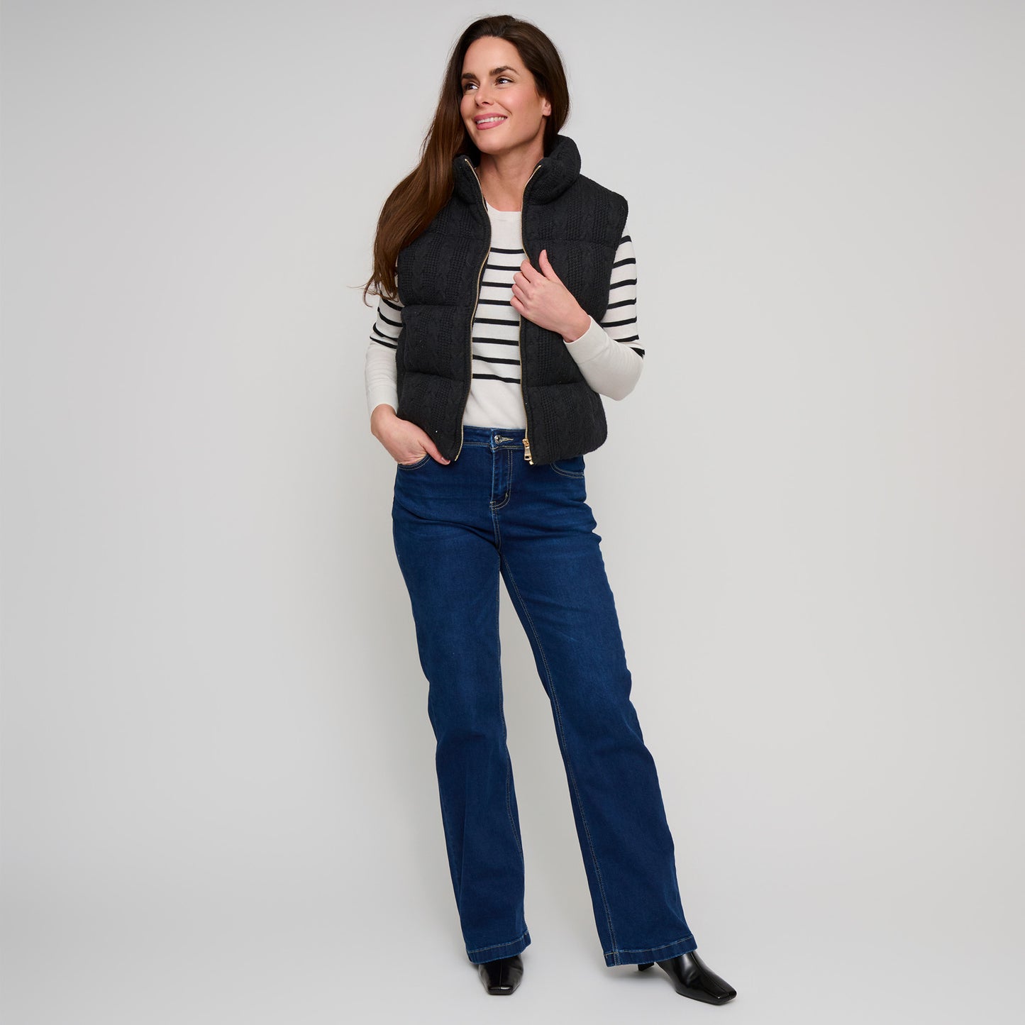 Claire Cable Knit Puffer Vest