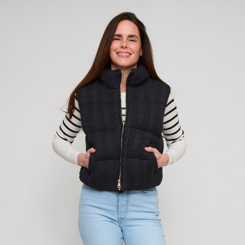 Claire Cable Knit Puffer Vest
