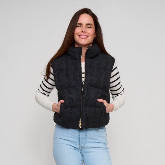 Claire Cable Knit Puffer Vest