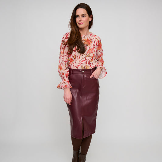 Corinne Vegan Leather Midi Skirt