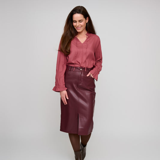 Corinne Vegan Leather Midi Skirt