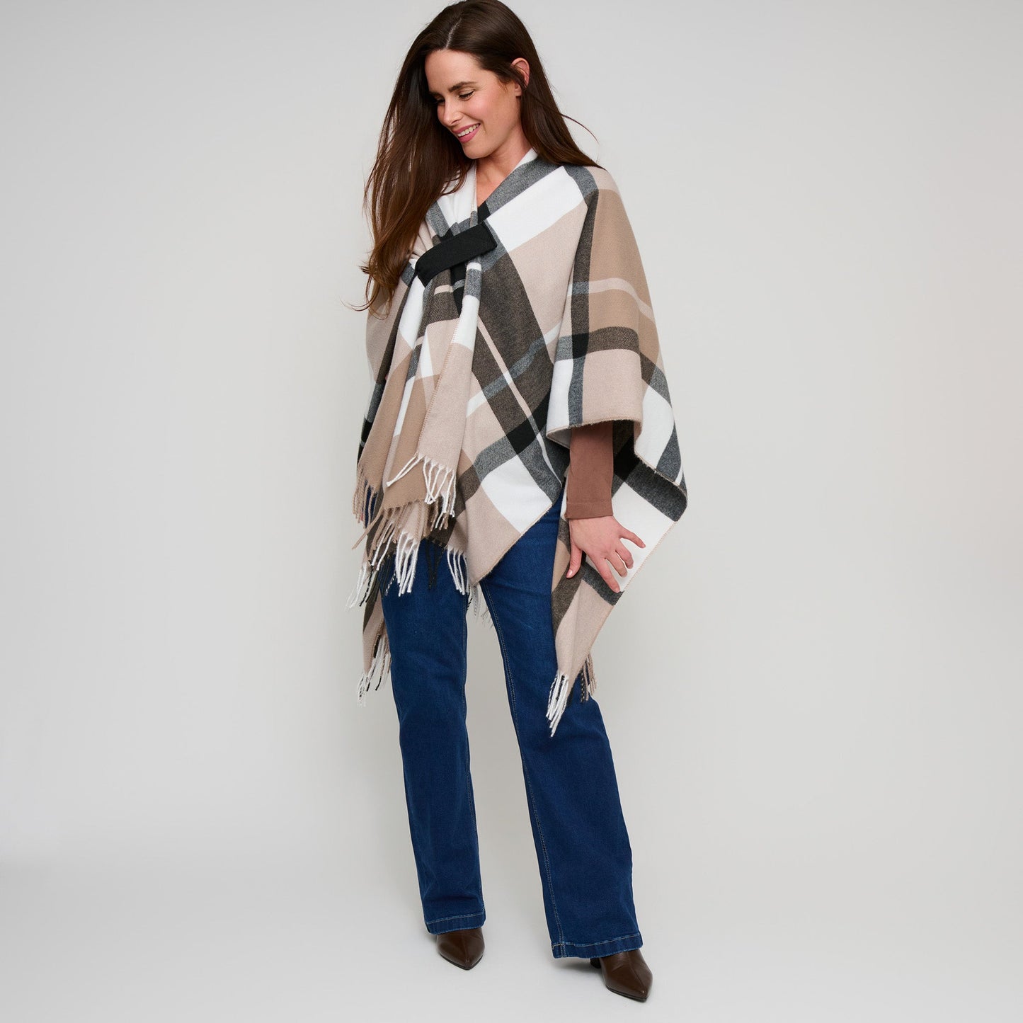 Alora Open Front Plaid Wrap