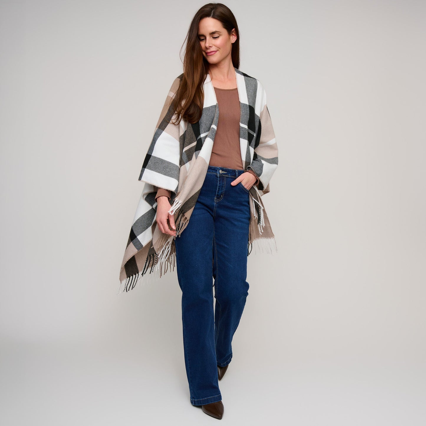 Alora Open Front Plaid Wrap