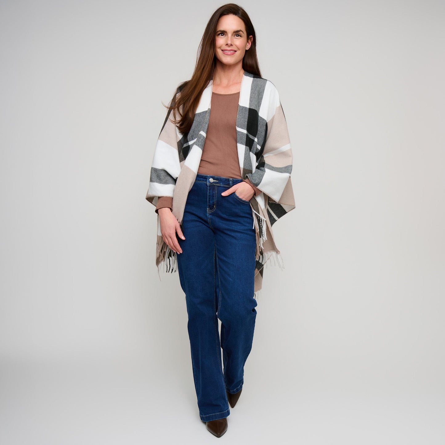Alora Open Front Plaid Wrap