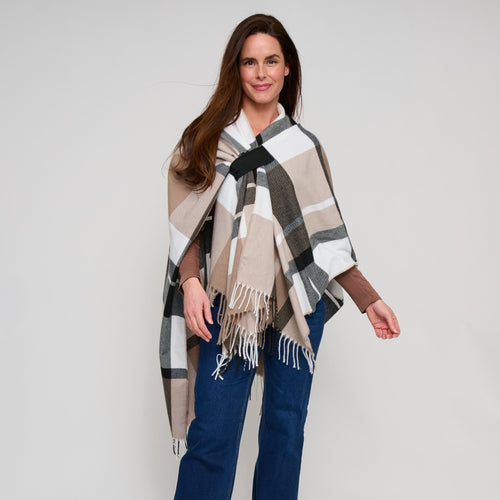 Alora Open Front Plaid Wrap