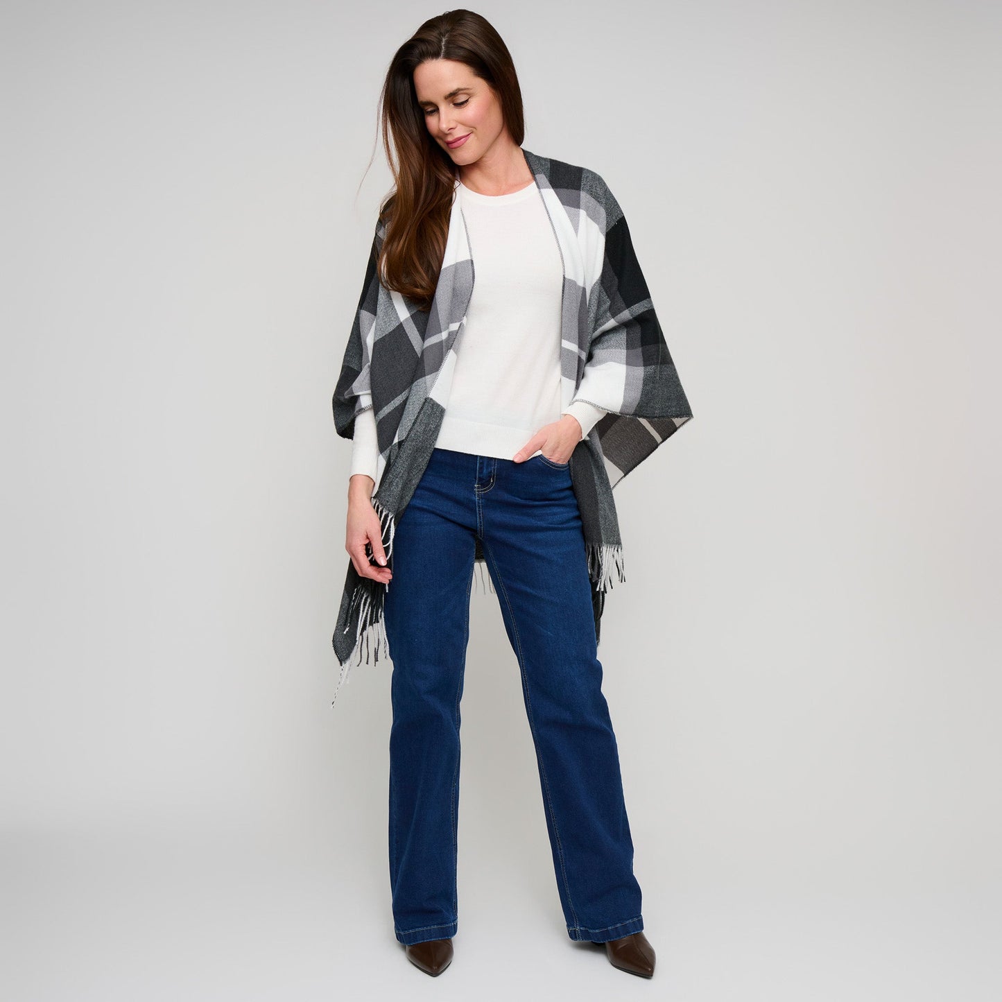 Alora Open Front Plaid Wrap
