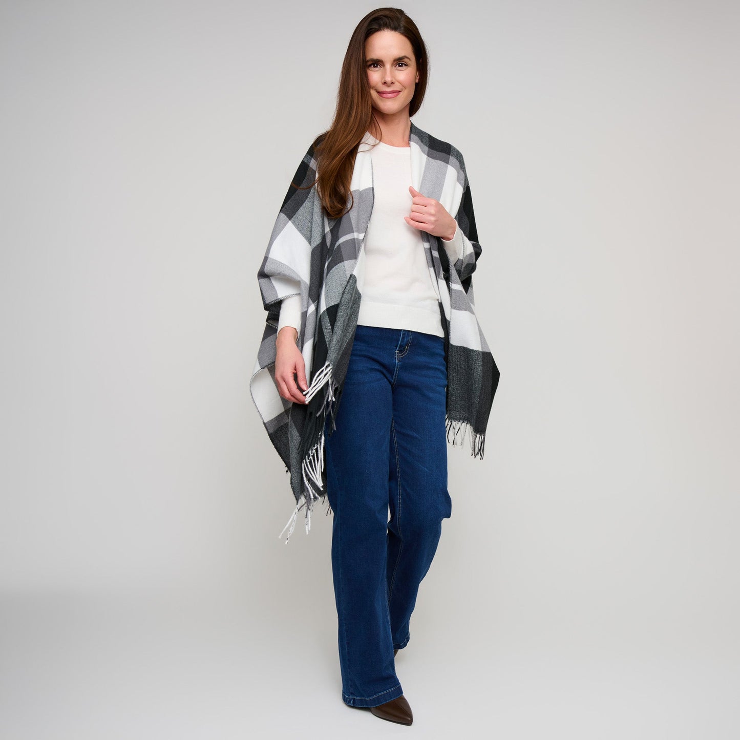 Alora Open Front Plaid Wrap
