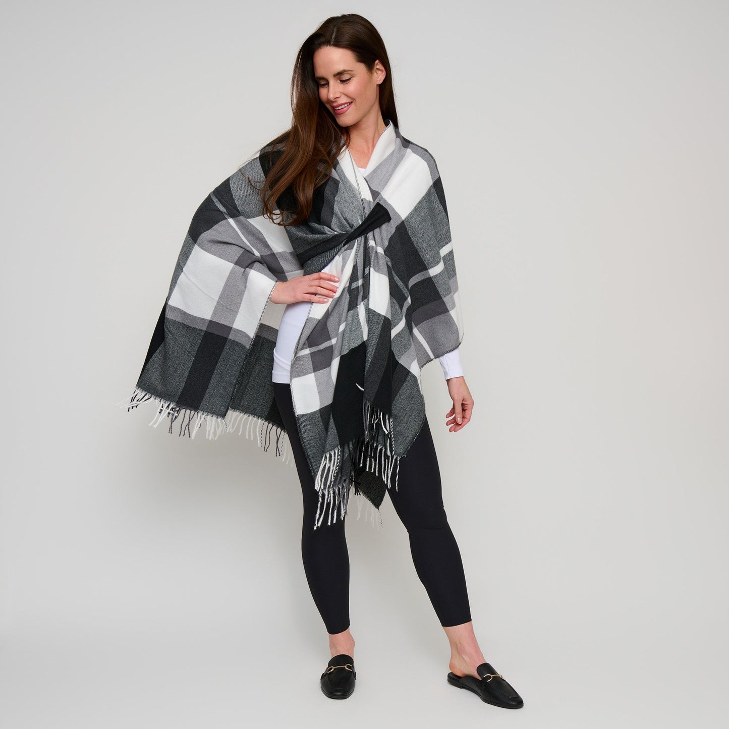 Alora Open Front Plaid Wrap