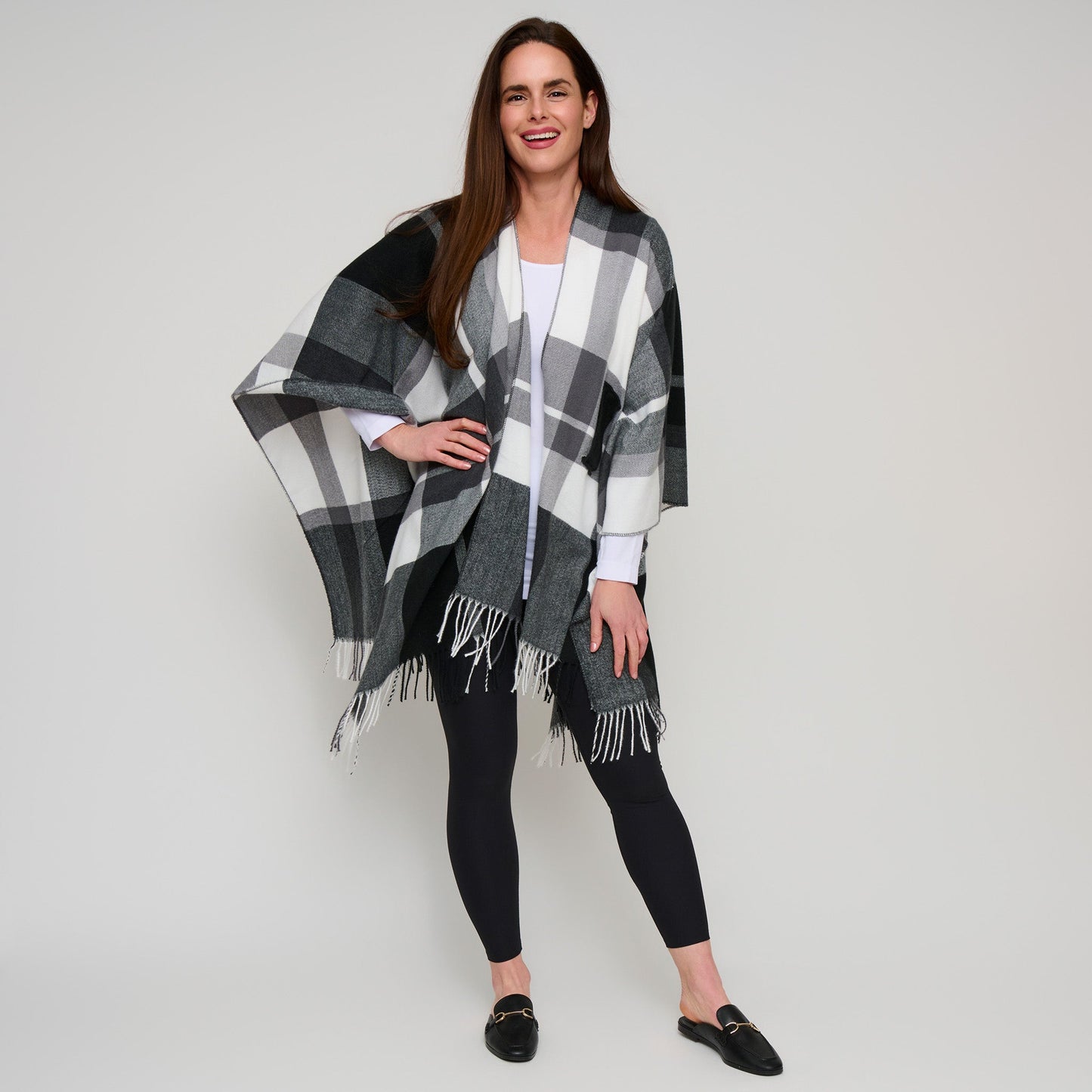 Alora Open Front Plaid Wrap
