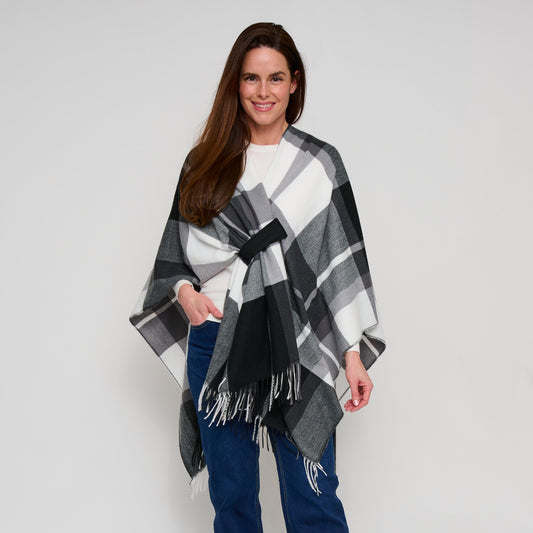 Alora Open Front Plaid Wrap