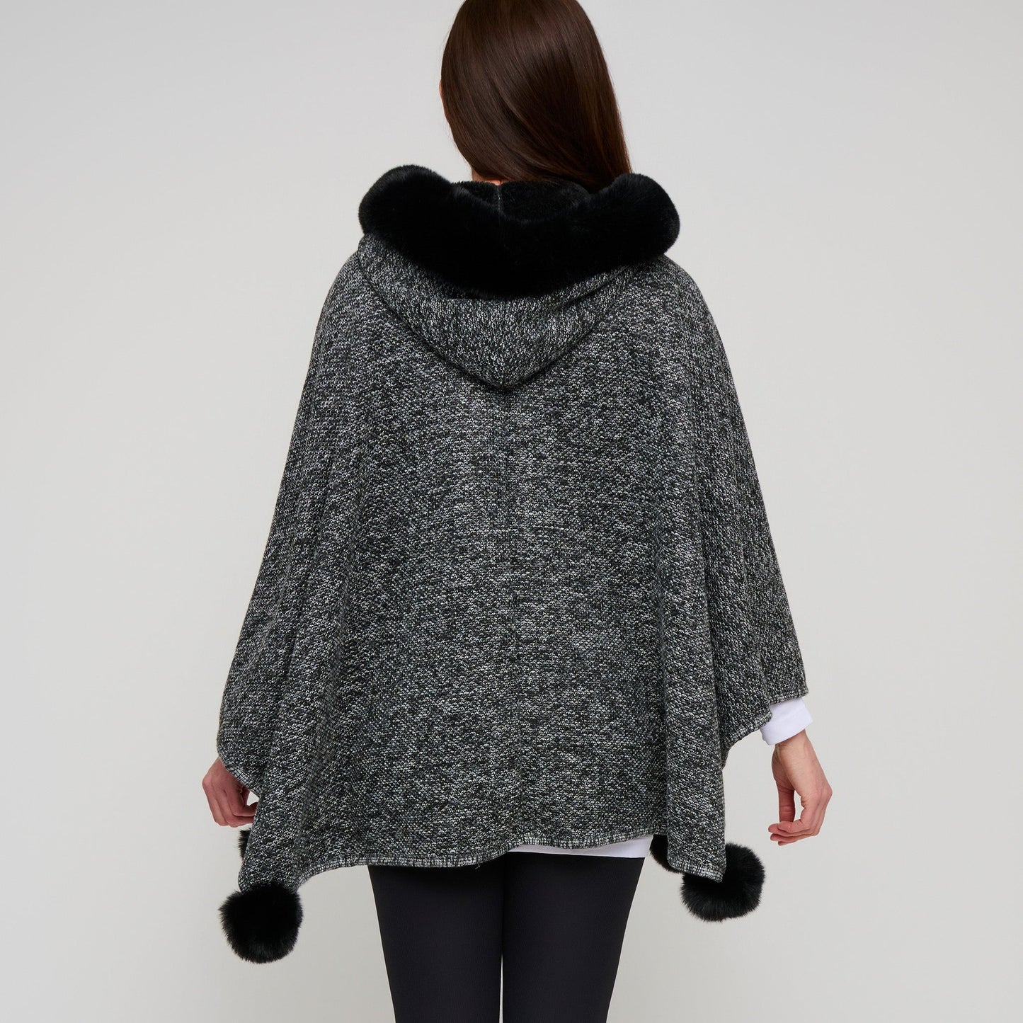 Juliette Faux Fur Lined Hooded Poncho