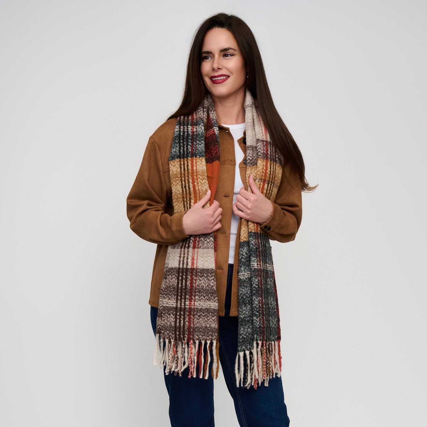 Callen Tartan Plaid Fringe Scarf