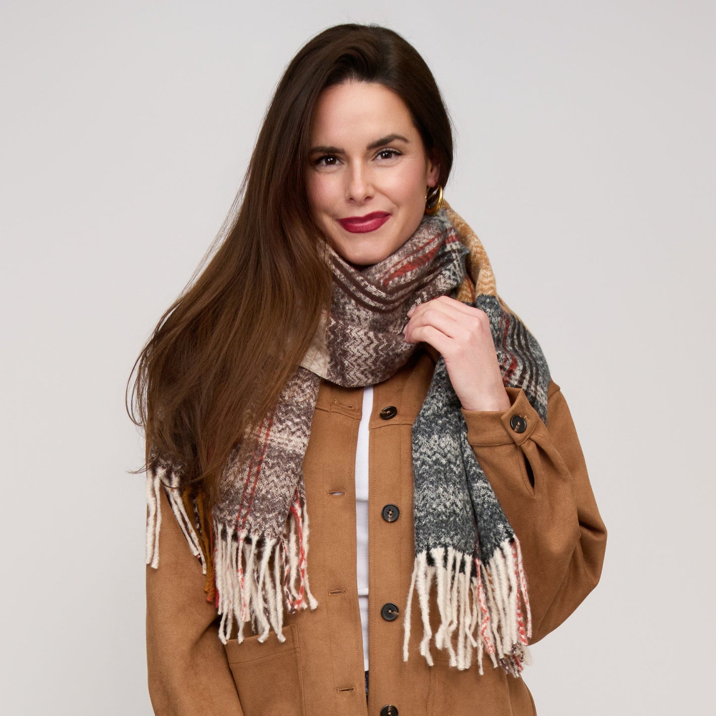 Callen Tartan Plaid Fringe Scarf