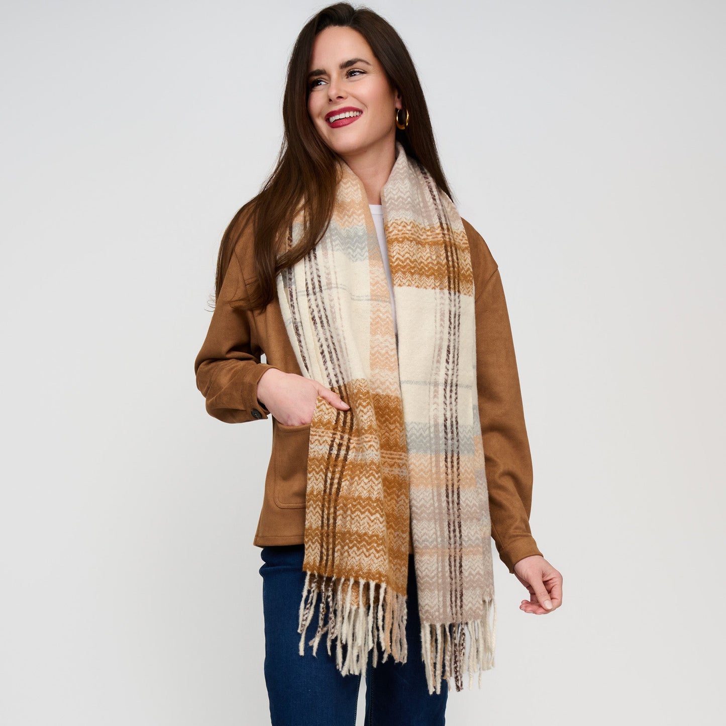 Callen Tartan Plaid Fringe Scarf