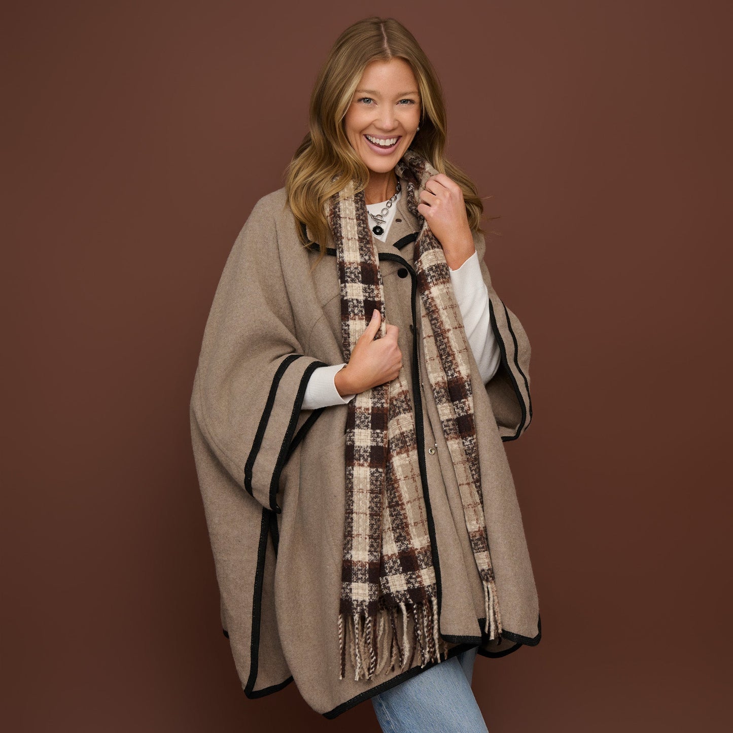 Rory Classic Plaid Fringe Scarf