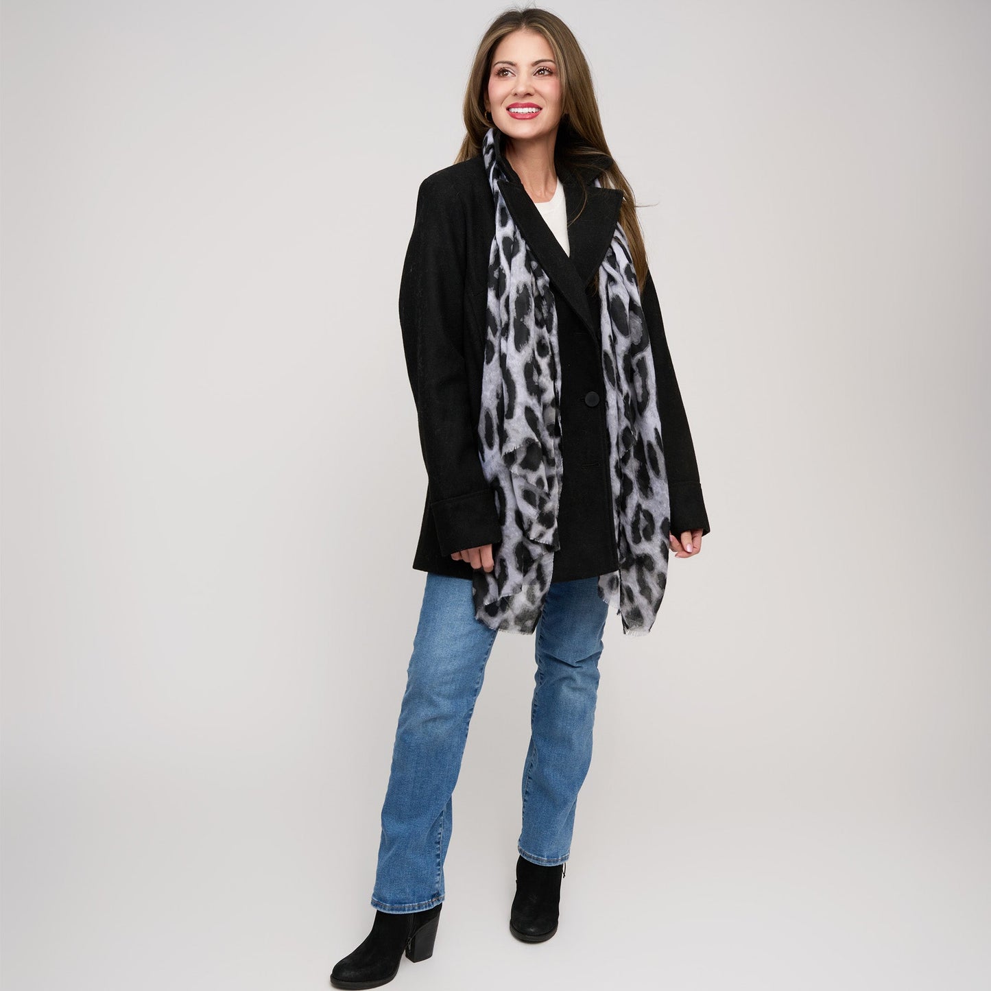 Arden Leopard Print Raw Edge Lightweight Scarf