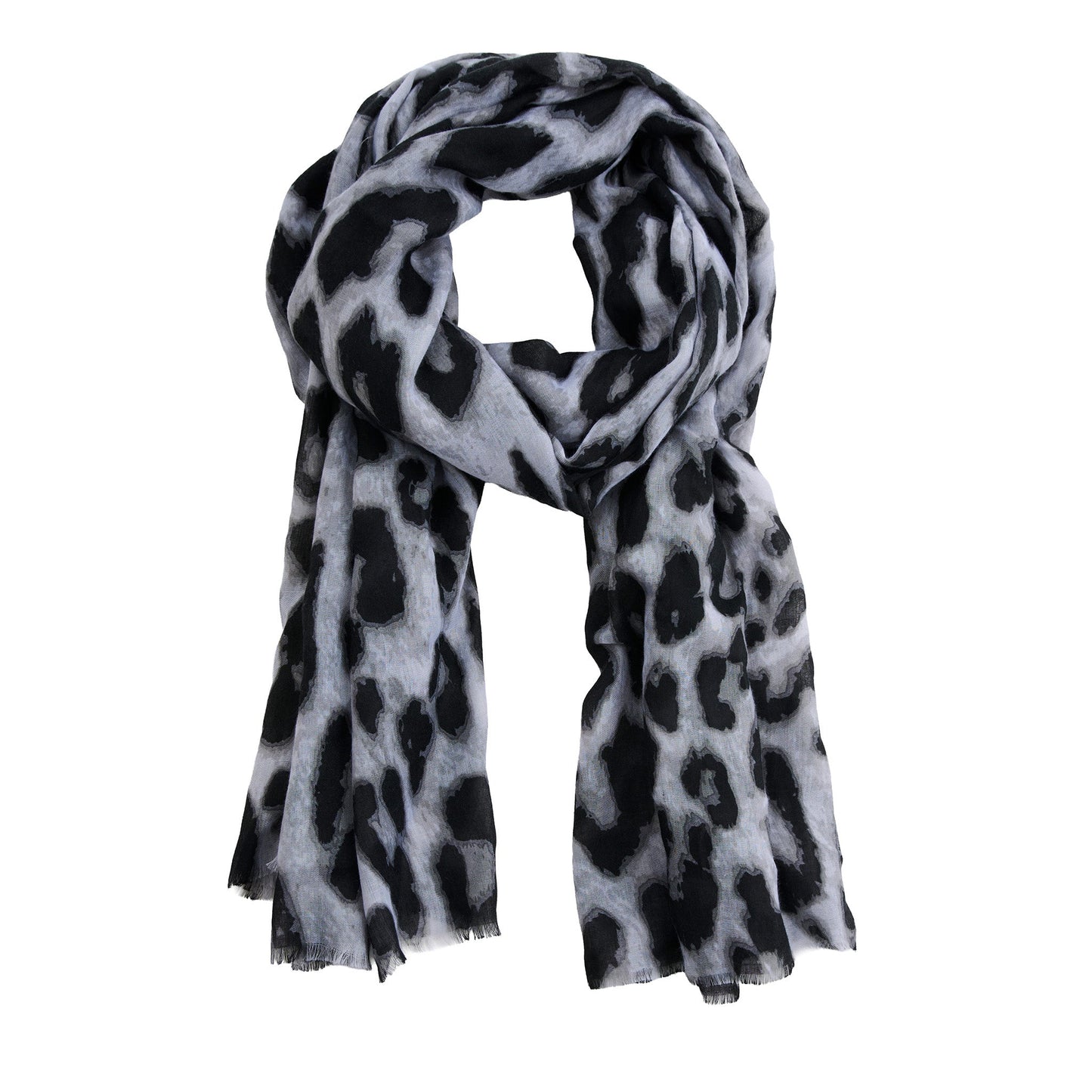 Arden Leopard Print Raw Edge Lightweight Scarf