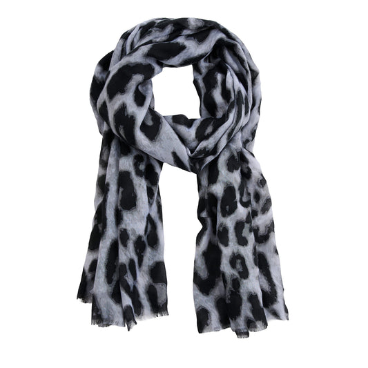 Arden Leopard Print Raw Edge Lightweight Scarf