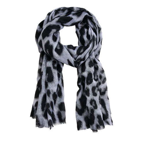 Arden Leopard Print Raw Edge Lightweight Scarf