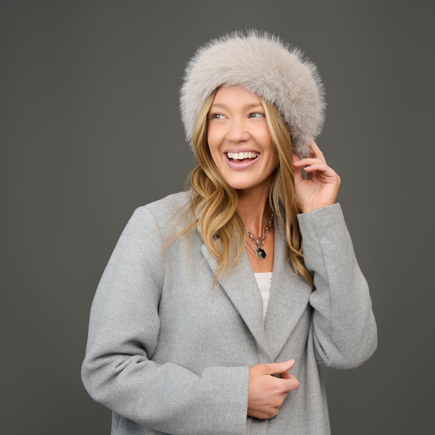 Wyatt Fleece Lined Faux Fur Cable Knit Beanie